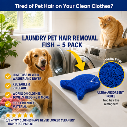 Laundry Pet Hair Removal Fish – 5 Pack