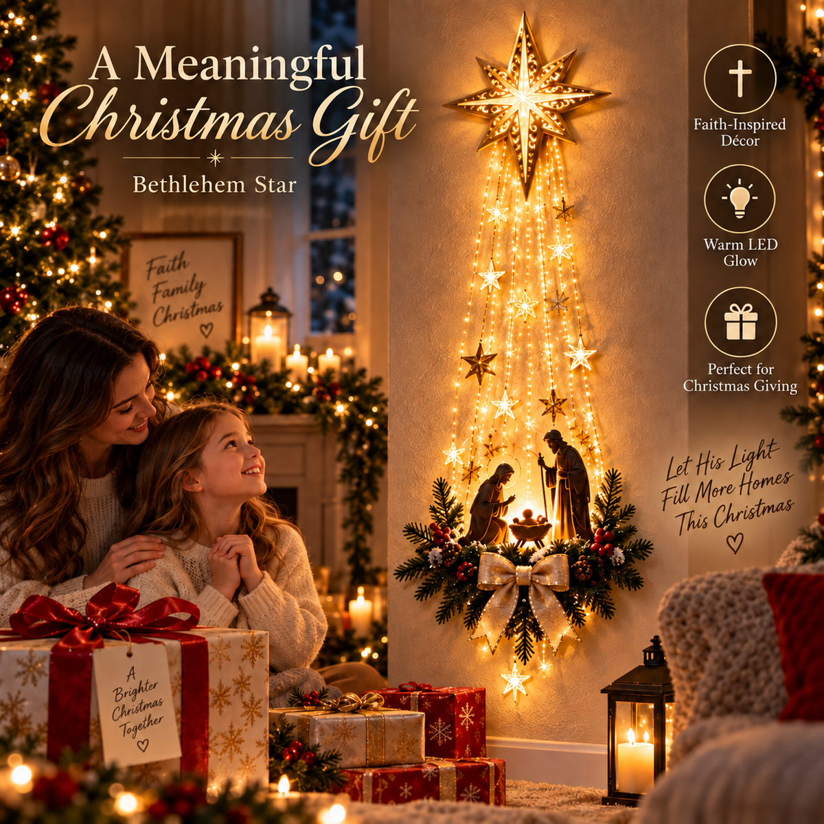 ✝️ Bethlehem Star Nativity Wall Light – Lighted Nativity Wall Decor